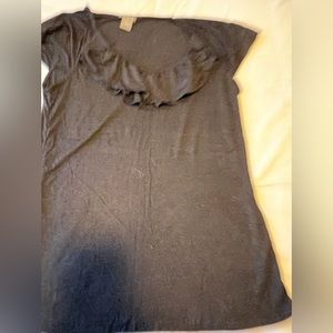 Women’s Black Ruffle Short Sleeve Tee